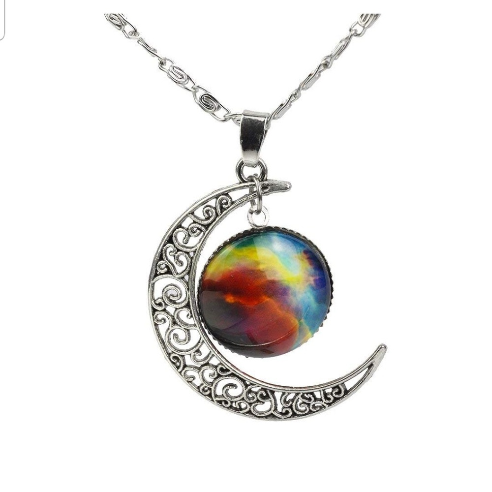 Moon Rainbow Love Pendant Necklace